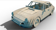 Wooden Car 3D Model Puzzle Free Vector, Free Vectors File